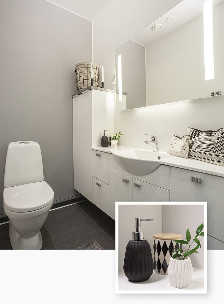 Kylpyhuone | Ovet: Simple loimu valkoinen, Pisara 1200 -allas